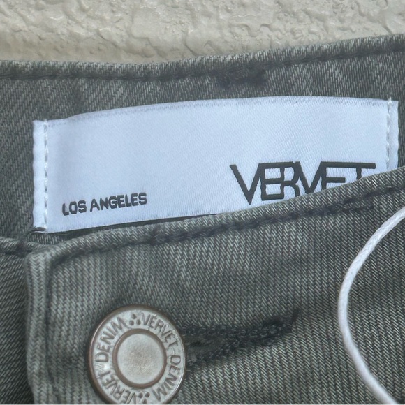 NWT Vervet Leslie 90’s Vintage Flare Distressed Jeans Women’s Size 31 Green - Picture 7 of 11